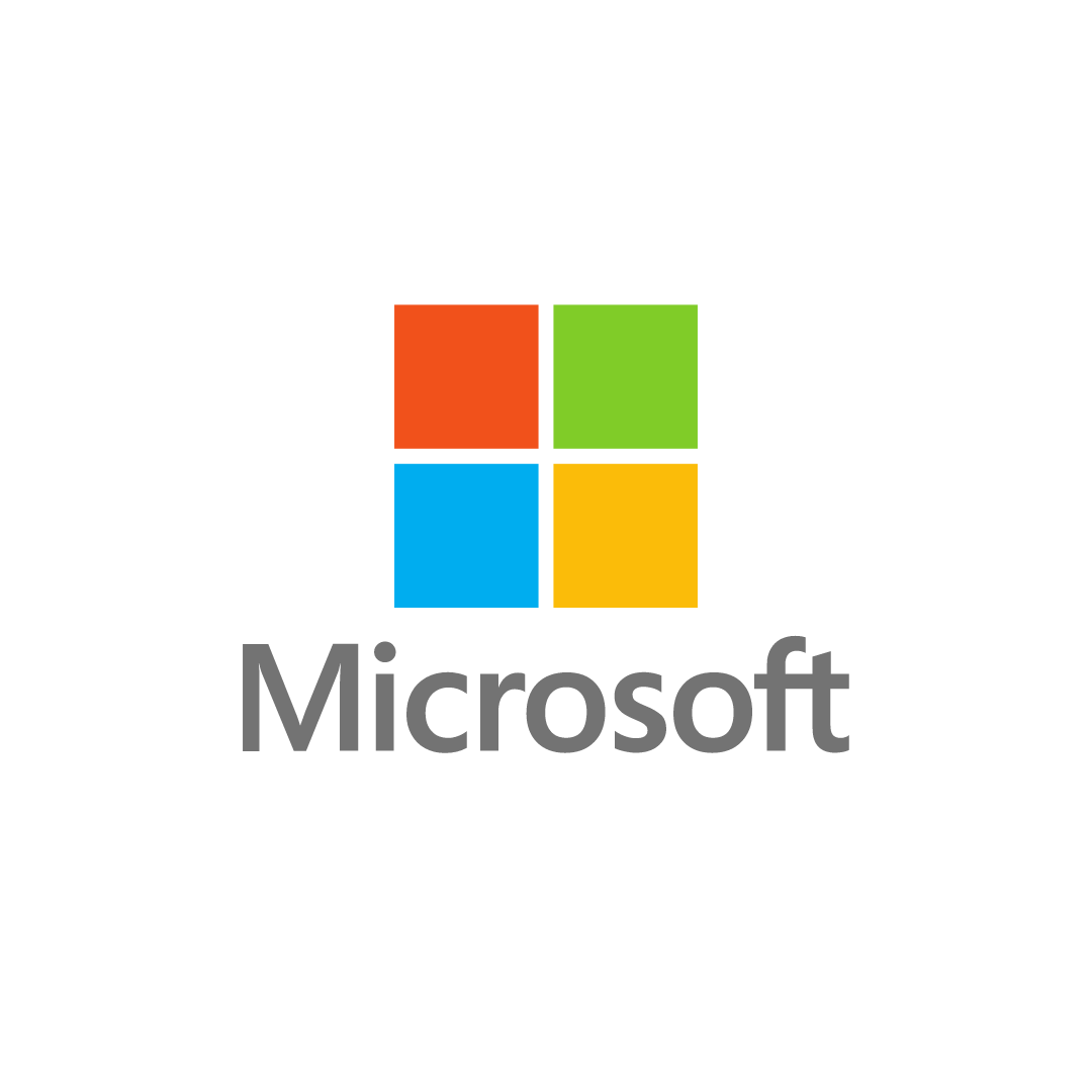 Microsoft logo with four colored squares on a white background