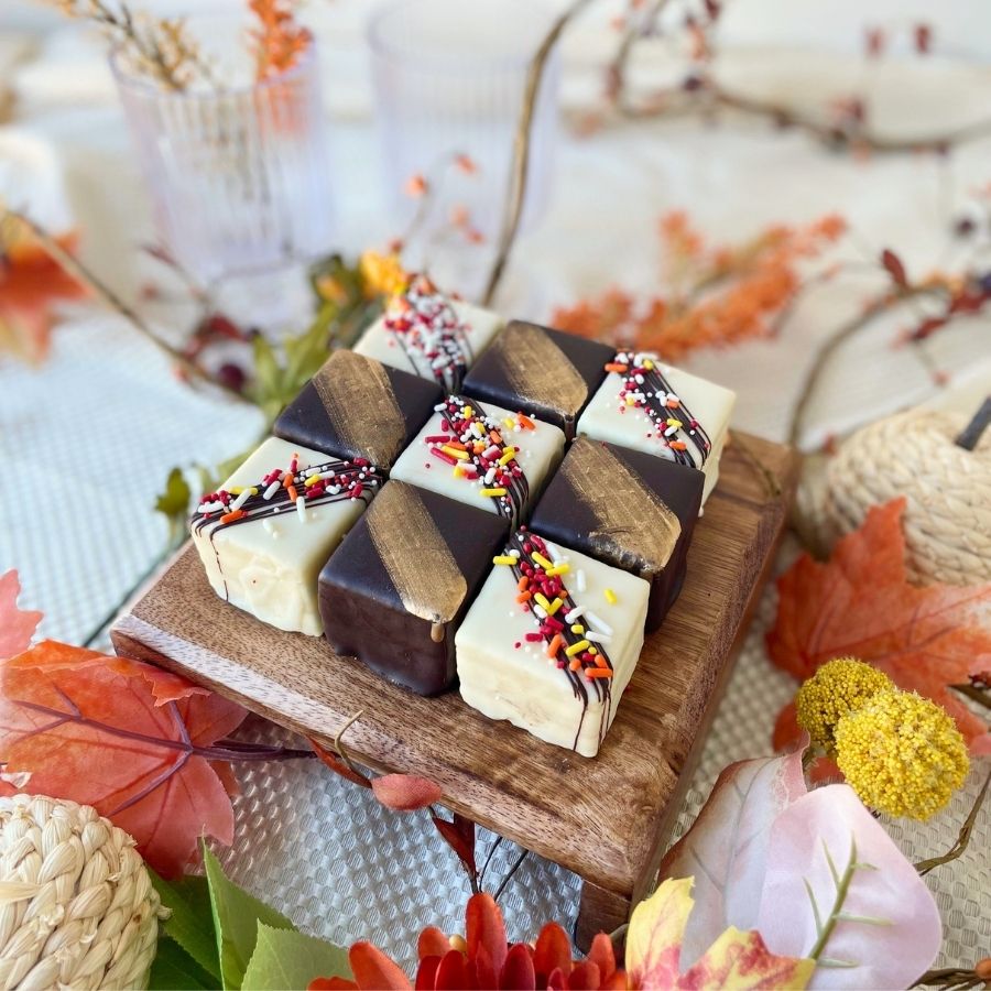 Little Thanks Petit Fours — Chocolate Caramel & Maple (9-Pack) | Celebrity Cake Studio & Dragonfly Cakes | Tacoma Cakes