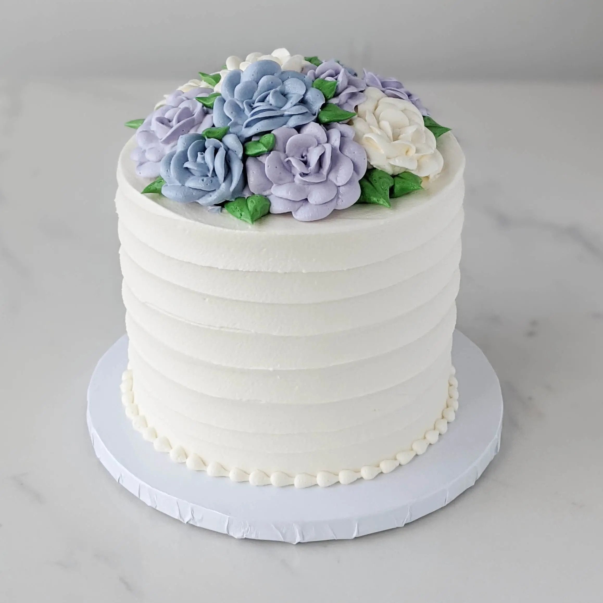 Floral Horizontal Rough Ice Cutting Cake - Celebrity Cake Studio