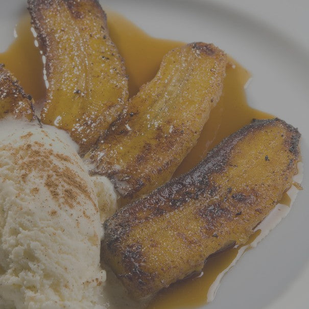 Fried plantains with ice cream