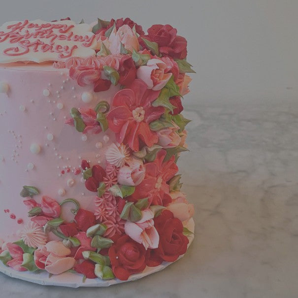 Decorative birthday cake with floral designs