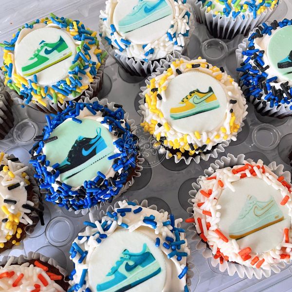 a cupckes with a colorfull springkles