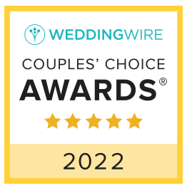WeddingWire Couples’ Choice Awards badge for the year 2016, showing five black stars beneath bold black text with a yellow border