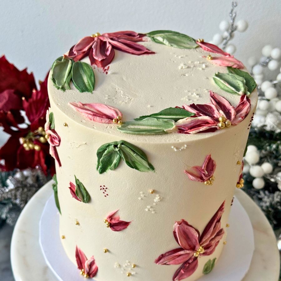 Velvet Poinsettias Cake