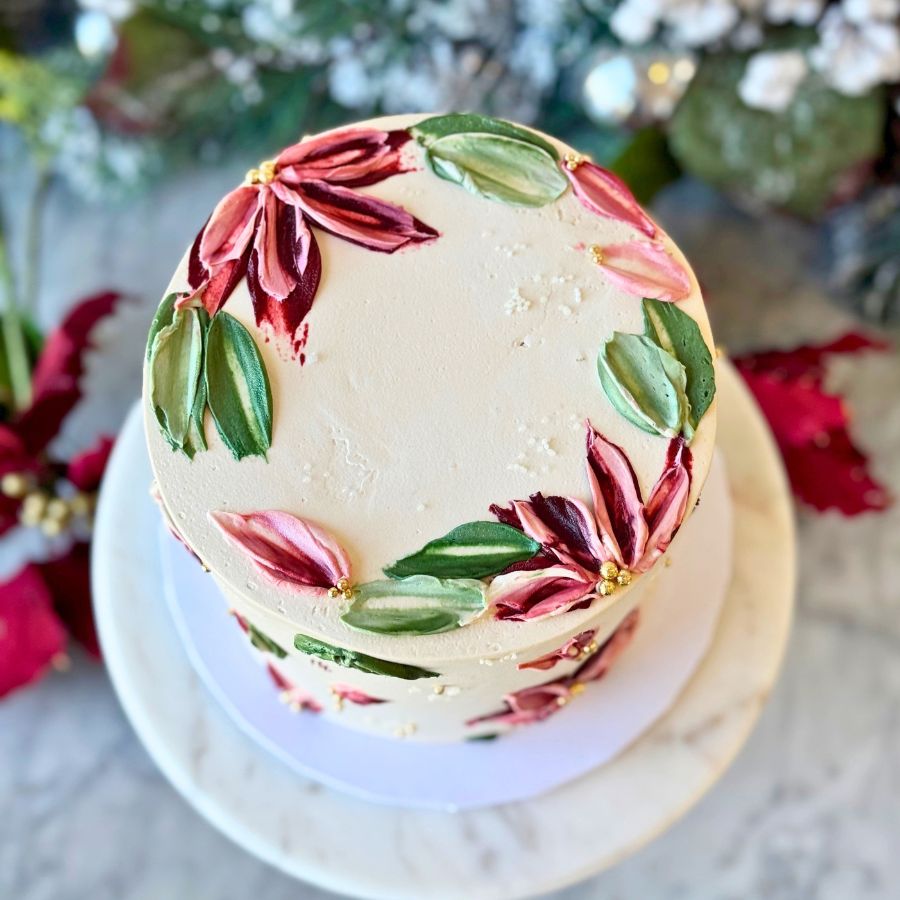 Velvet Poinsettias Cake