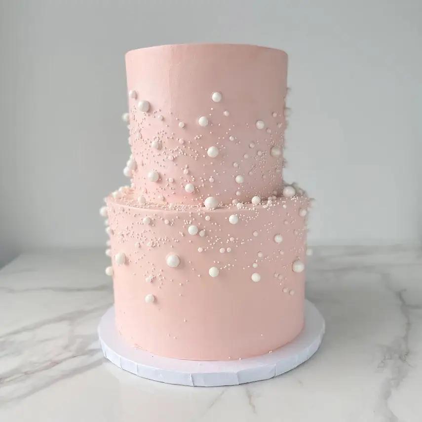 Raining Dragees Wedding Cake (Two-tier 6" & 8" Round)