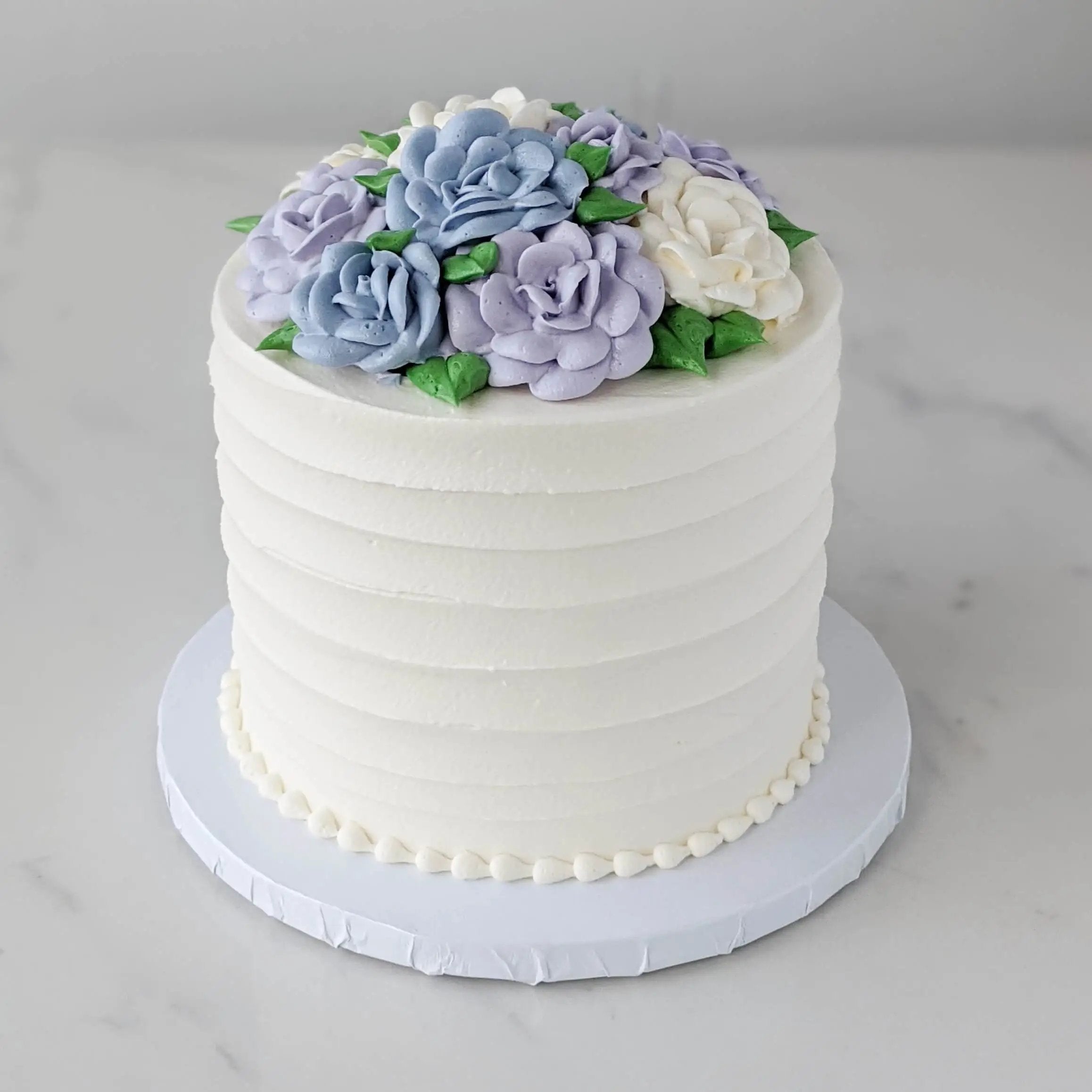 Floral Horizontal Rough Ice Cutting Cake - Celebrity Cake Studio