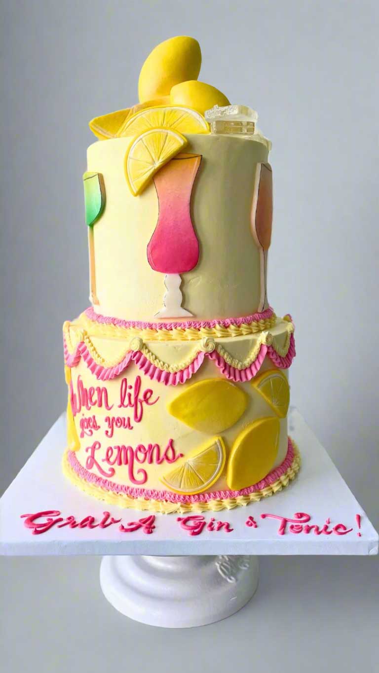 Custom Lemon and Gin Cake | Celebrity Cake Studio