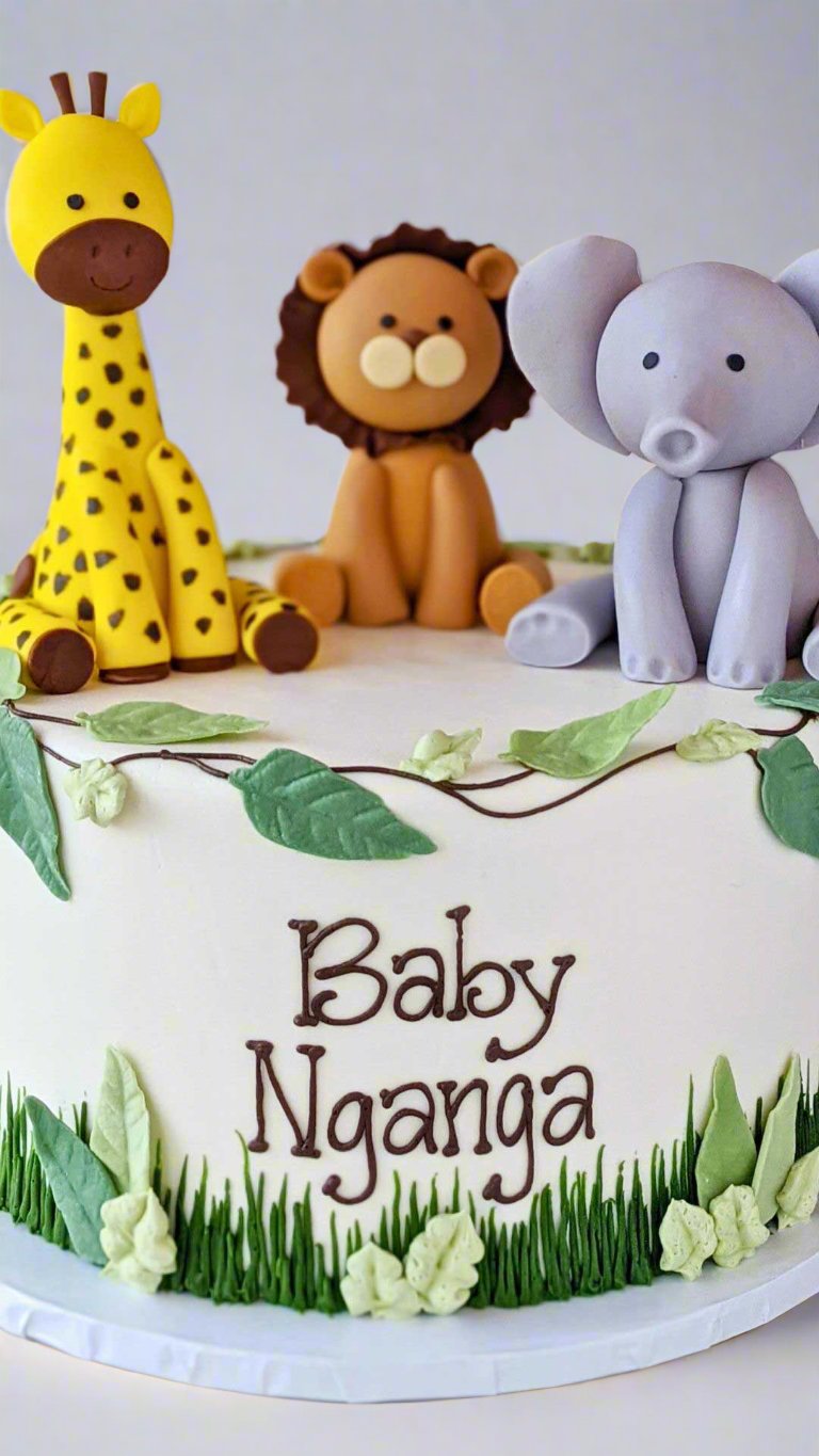 Custom New Born Baby Jungle Friends Cake | Celebrity Cake Studio