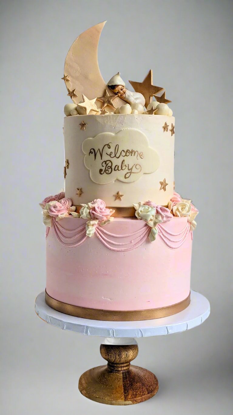 Custom Pink New Born Baby Cake | Celebrity Cake Studio