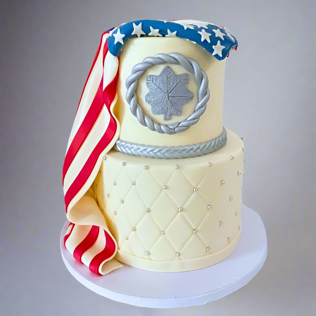 Custom Quilted Cake with American Flag fondant | Celebrity Cake Studio