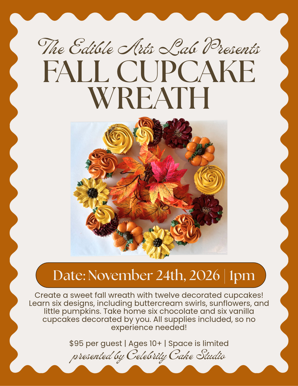 November 21st –  Fall Cupcake Wreath | 1pm