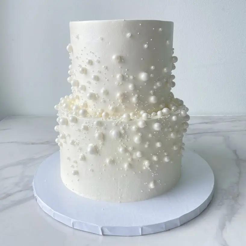 Raining Dragees Wedding Cake (Two-tier 6" & 8" Round)