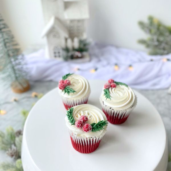 Mistletoe Cupcakes – Red Velvet Charm | Celebrity Cake Studio