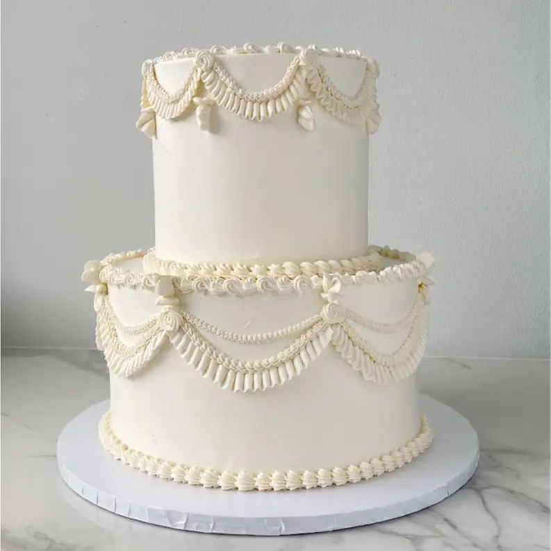 Buttercream Drape Wedding Cake (Two-tier 6" & 8" Round)