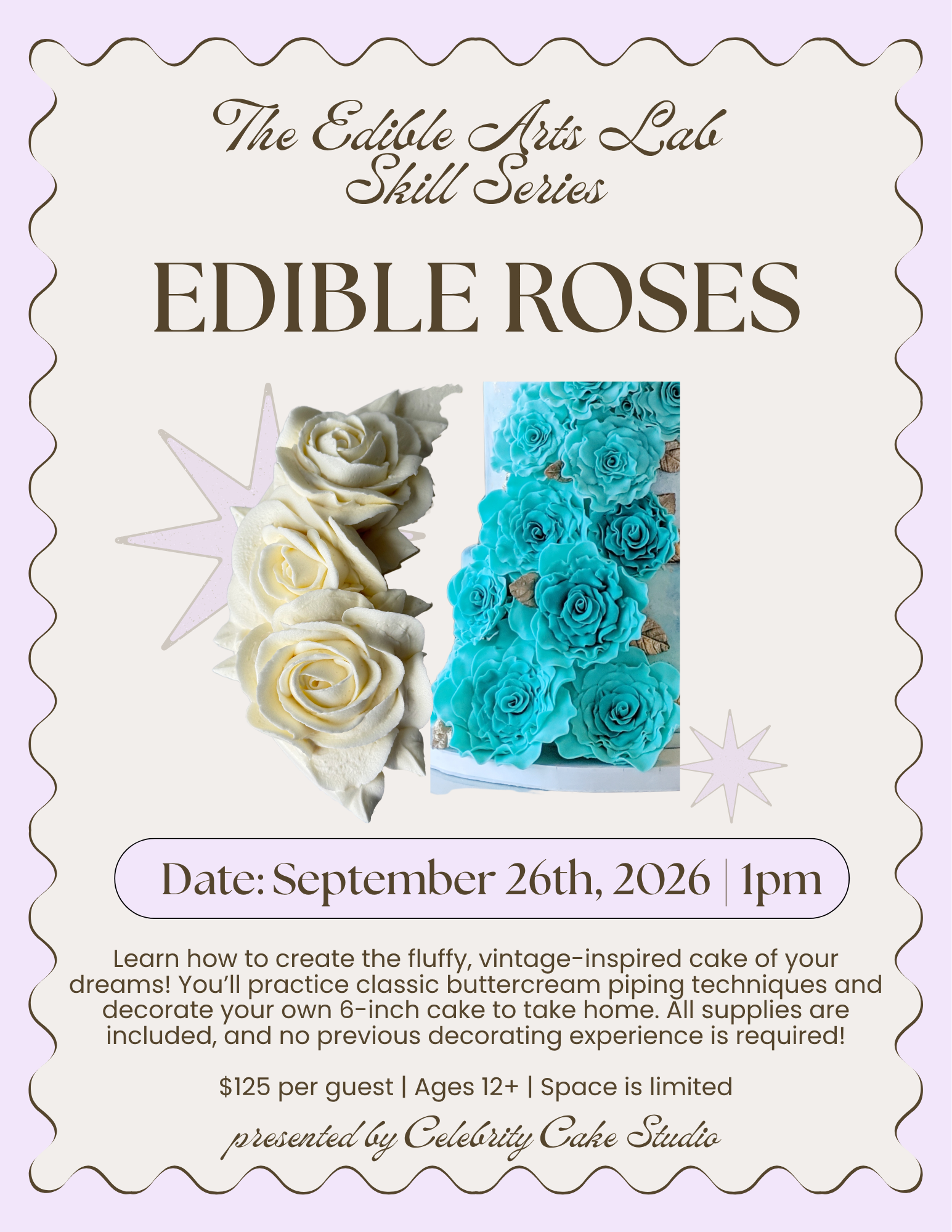 September 26th - Edible Roses Decorating Class | 1 pm