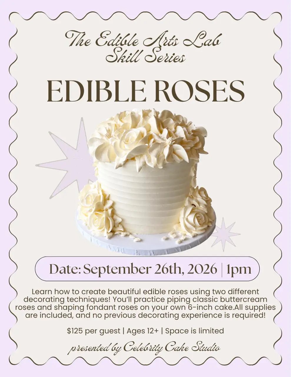 September 26th - Buttercream Botanicals: Roses Decorating Class | 1 pm