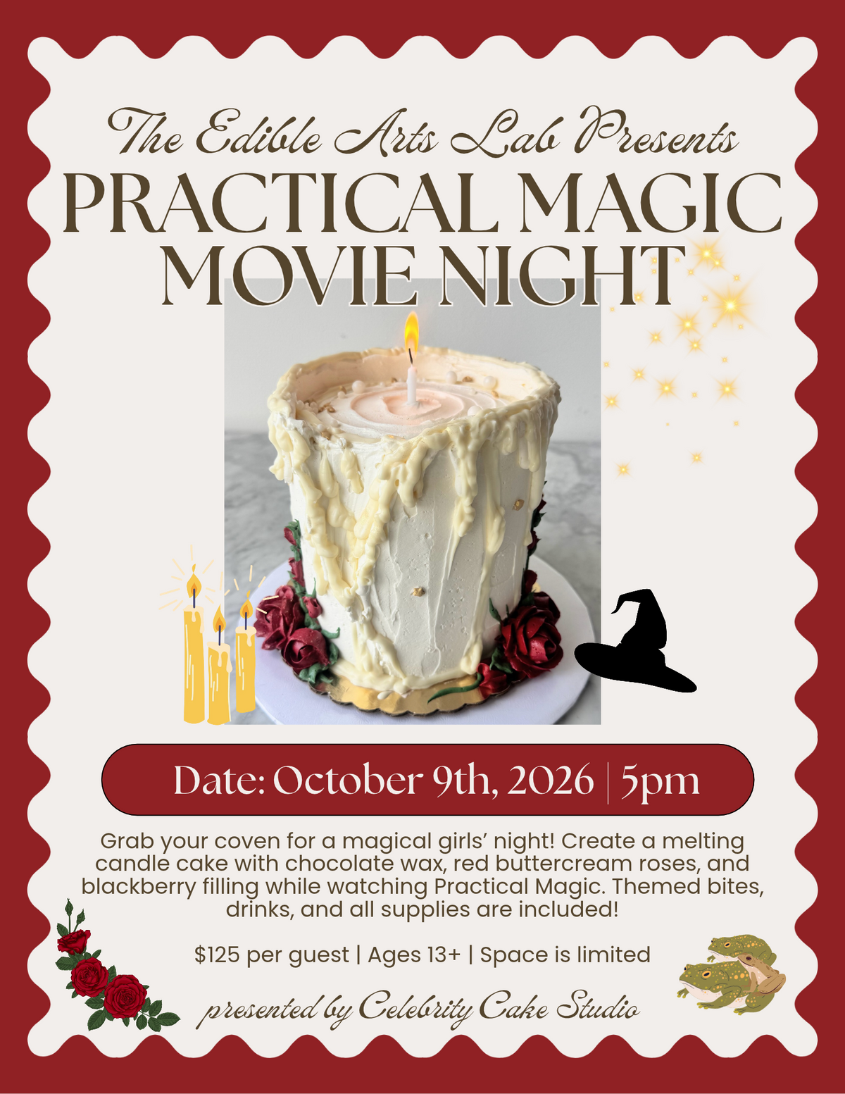October 9th – Practical Magic Girls’ Night Cake Decorating & Movie Night | 5 PM