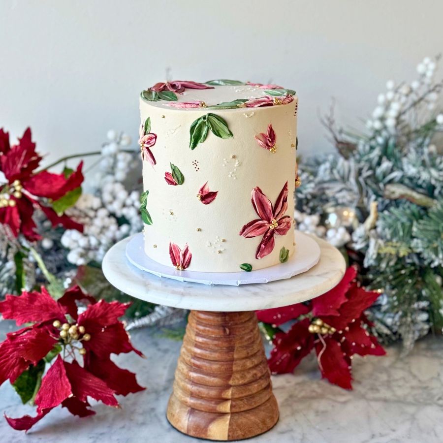 Velvet Poinsettias Cake