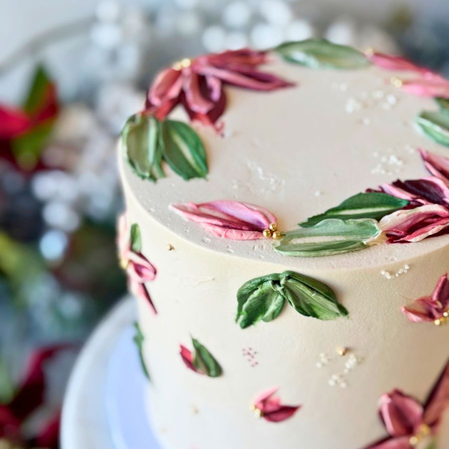 Velvet Poinsettias Cake