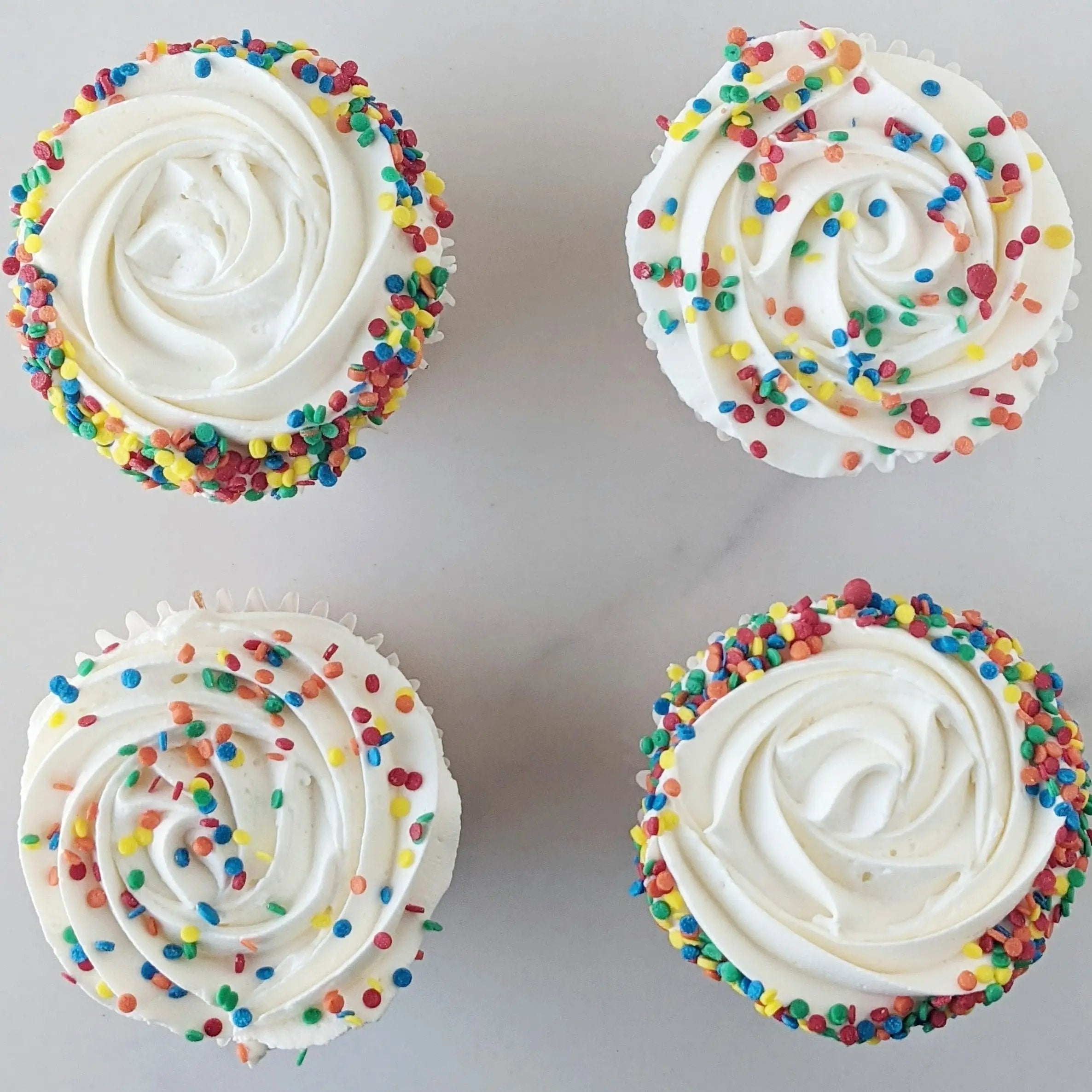 White Drip Celebration Cupcakes (per dozen)