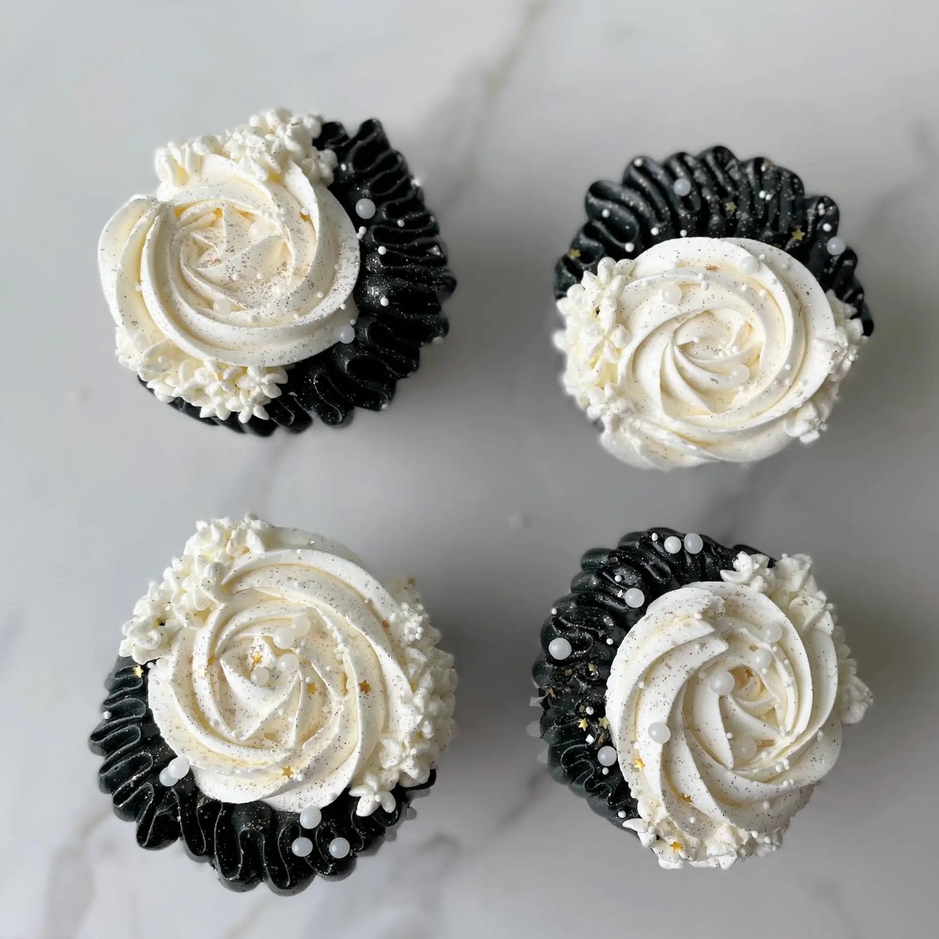 Buy Black, White & Gold Abstract Birthday Celebration Cupcakes | Celebrity Cake Studio