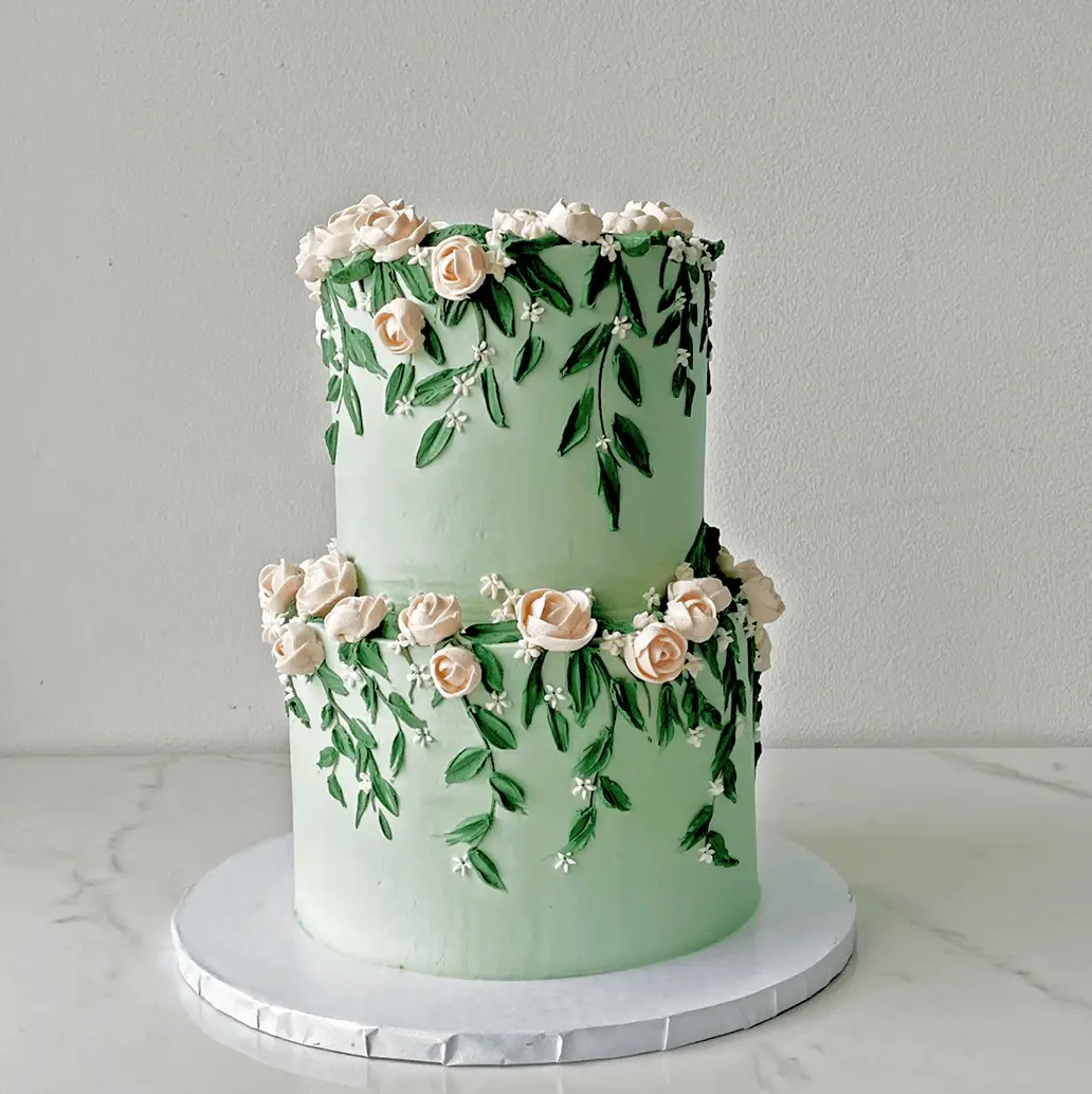 Enchanted Floral Wedding Cake (Two-tier 6" & 8" Round)